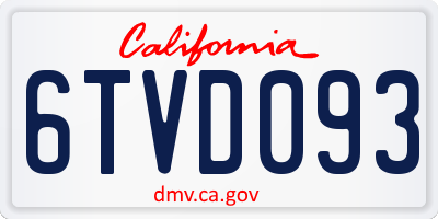 CA license plate 6TVD093