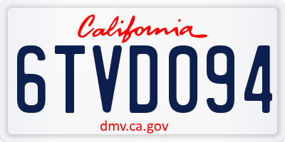 CA license plate 6TVD094