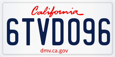 CA license plate 6TVD096