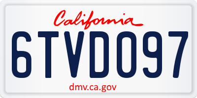 CA license plate 6TVD097