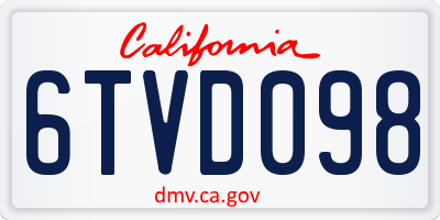 CA license plate 6TVD098