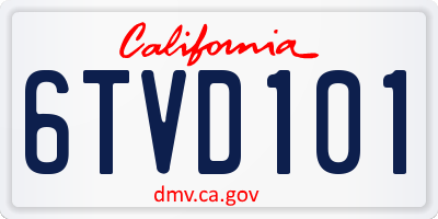 CA license plate 6TVD101