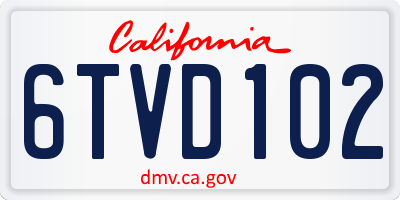 CA license plate 6TVD102