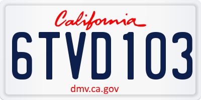 CA license plate 6TVD103