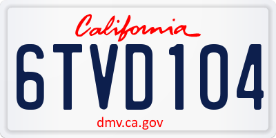 CA license plate 6TVD104