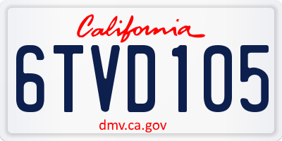 CA license plate 6TVD105