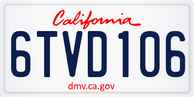 CA license plate 6TVD106