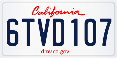 CA license plate 6TVD107