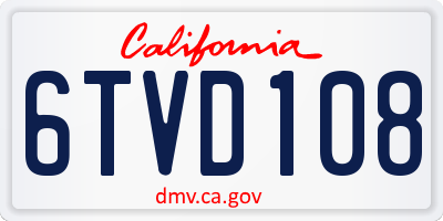 CA license plate 6TVD108