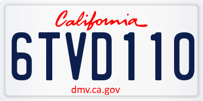 CA license plate 6TVD110