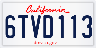 CA license plate 6TVD113