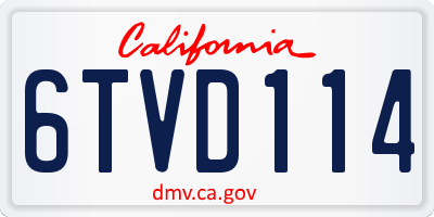 CA license plate 6TVD114