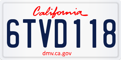 CA license plate 6TVD118