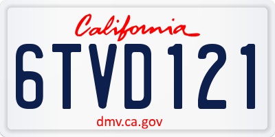 CA license plate 6TVD121