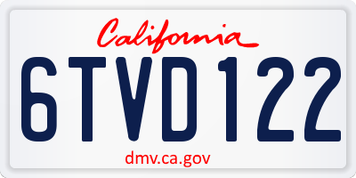 CA license plate 6TVD122