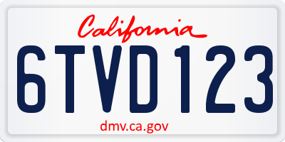 CA license plate 6TVD123