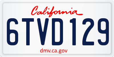 CA license plate 6TVD129