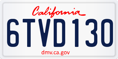 CA license plate 6TVD130