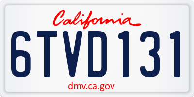 CA license plate 6TVD131