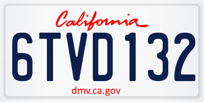 CA license plate 6TVD132