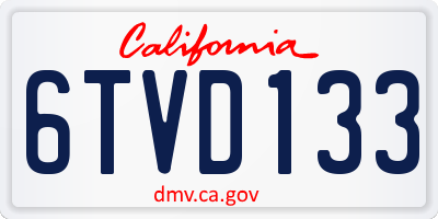 CA license plate 6TVD133