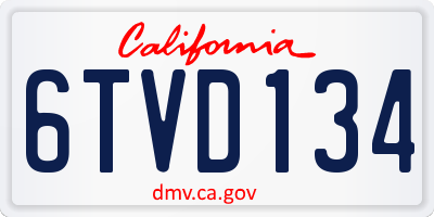 CA license plate 6TVD134