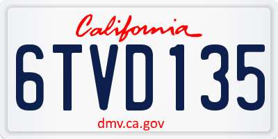 CA license plate 6TVD135