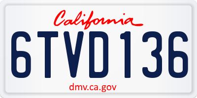 CA license plate 6TVD136