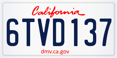 CA license plate 6TVD137