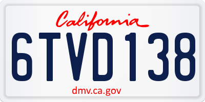 CA license plate 6TVD138