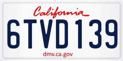 CA license plate 6TVD139