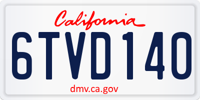 CA license plate 6TVD140