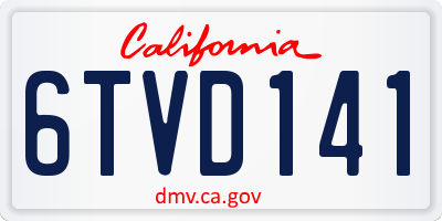 CA license plate 6TVD141