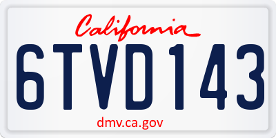 CA license plate 6TVD143