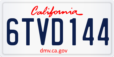 CA license plate 6TVD144