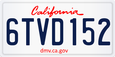 CA license plate 6TVD152