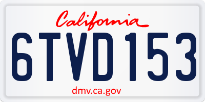 CA license plate 6TVD153