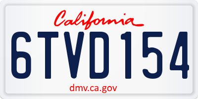 CA license plate 6TVD154