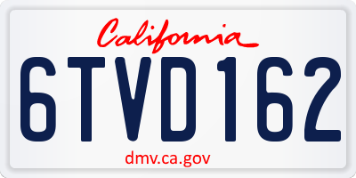 CA license plate 6TVD162