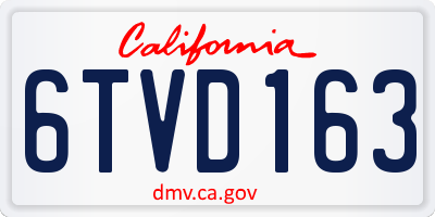 CA license plate 6TVD163