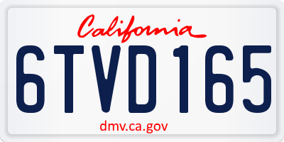 CA license plate 6TVD165