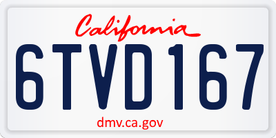 CA license plate 6TVD167