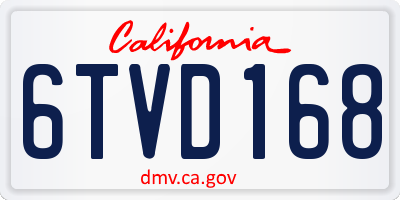 CA license plate 6TVD168