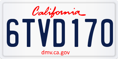 CA license plate 6TVD170