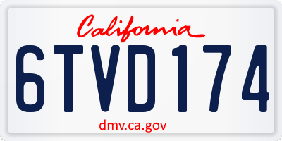 CA license plate 6TVD174