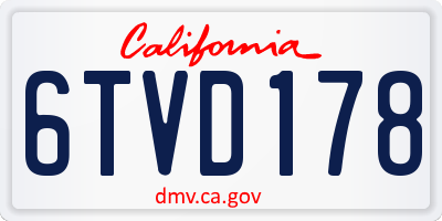 CA license plate 6TVD178