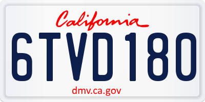 CA license plate 6TVD180