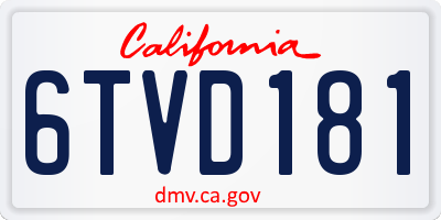 CA license plate 6TVD181