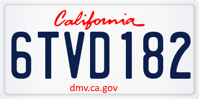 CA license plate 6TVD182