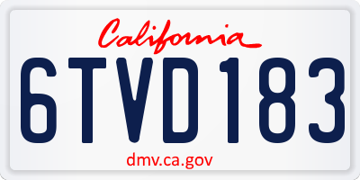 CA license plate 6TVD183